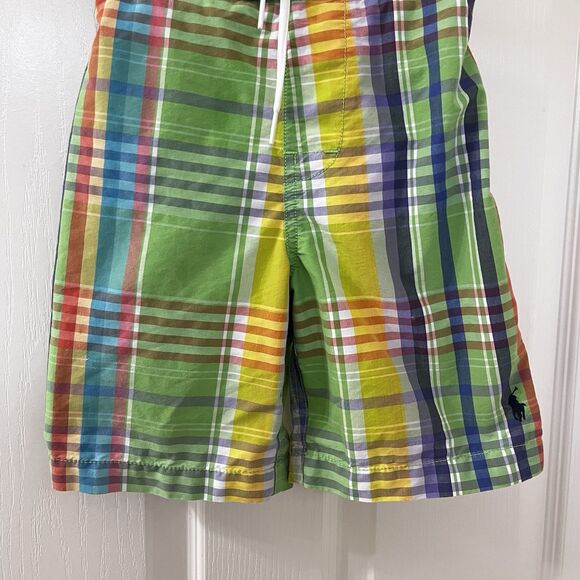 Polo by Ralph Lauren Green Plaid Swim Board Shorts Boys Size 4/4T - Picture 3 of 12